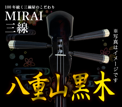 MIRAI三線(プレミア版)八重山黒木【三線本皮張り24点セット】